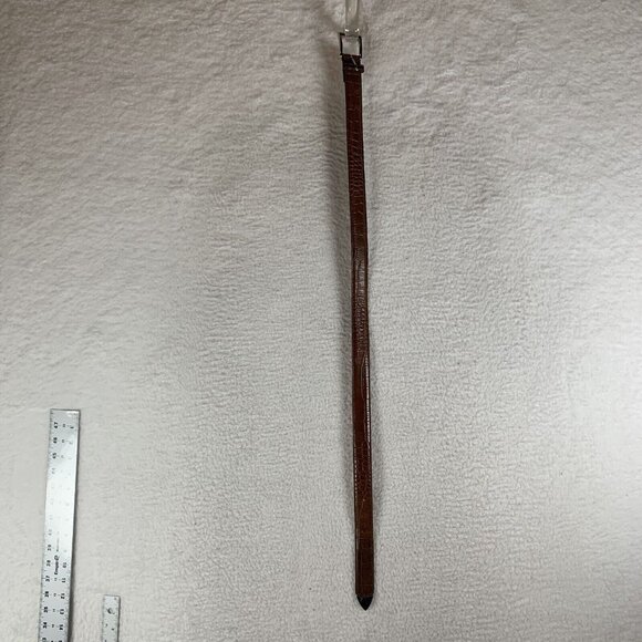 Talbots‎ Belt Women's Medium Brown Leather Crocodile Print Square Buckle 9604 - Picture 1 of 12